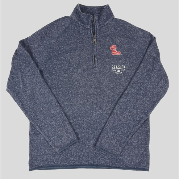 Womens Sweatshirt Gray Pullover1/4 Zip Seaside Oregon Ole Miss SZLG Lightweight - Picture 4 of 12